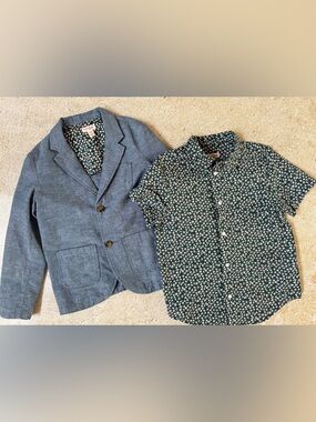 🌼 Boys Cat & Jack Floral Button Up Shirt & Jacket S 6/7 🌸
